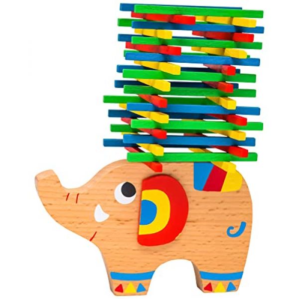 Natureich Elefant Montessori Stapel Spielzeug Holz zum Geschicklichkeit Lernen